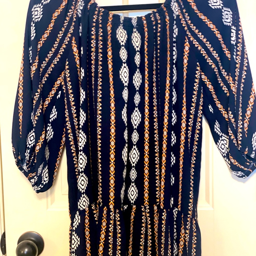 Boho Aztec navy/white blouse - InStudio - Picture 2 of 2